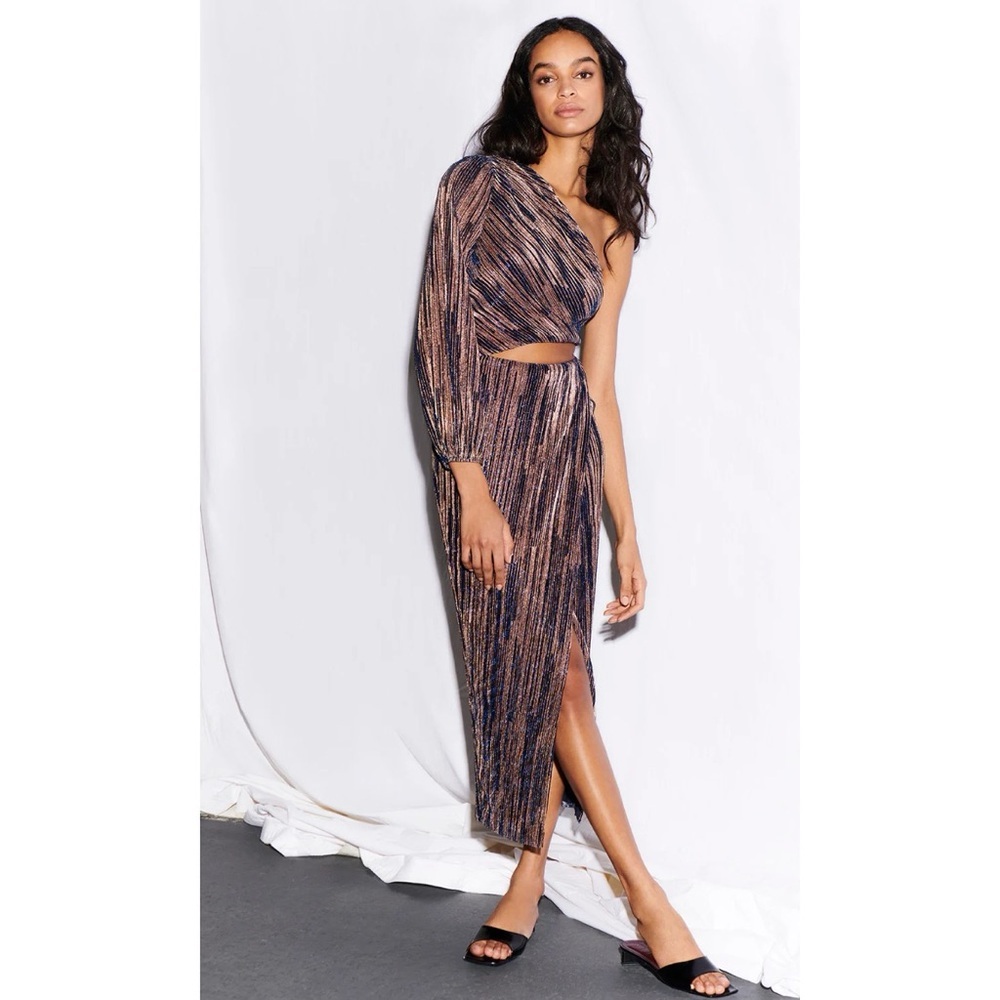 SAYLOR Laia One Shoulder Metallic Dress